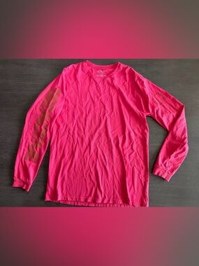 Set Active Raspberry Pink Spellout Sleeve Boyfriend Long Sleeves Tshirt OS
